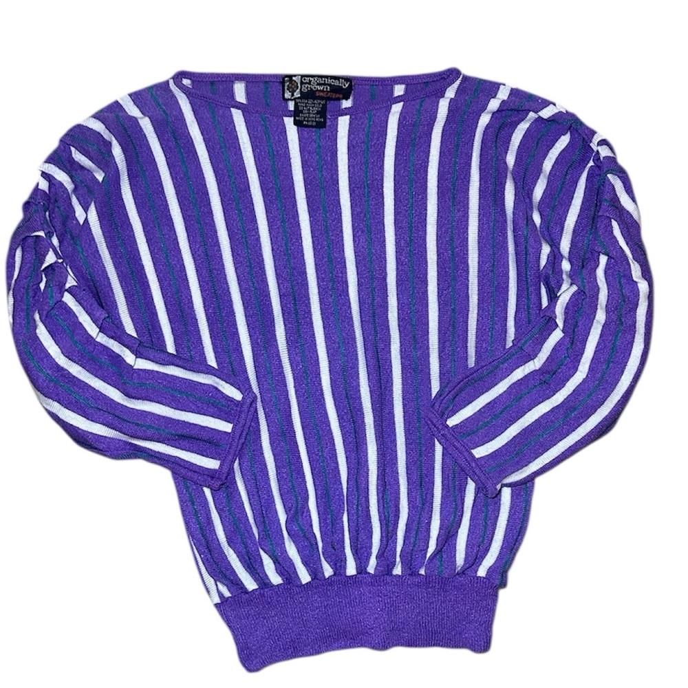 80s Purple & White Stripped Sweater